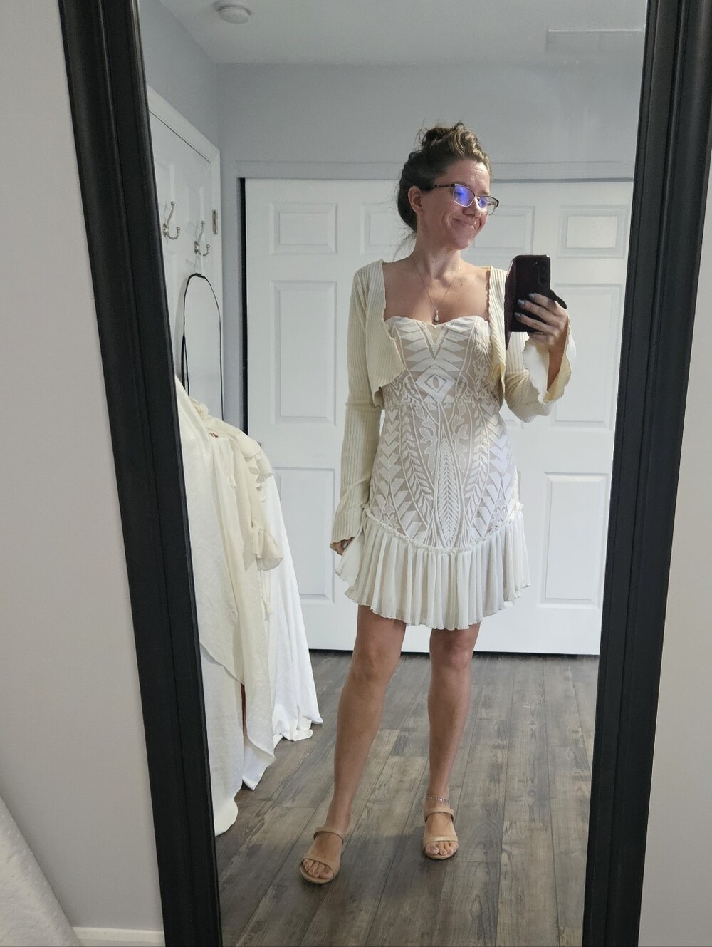 Saints+secrets Strapless Ivory Embroidered Mini Dress
